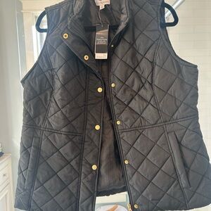 Kim Rogers Black Quilted Vest with Gold Accents